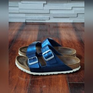 Birkenstock Arizona sandals in blue oiled leather, EU 39 W8